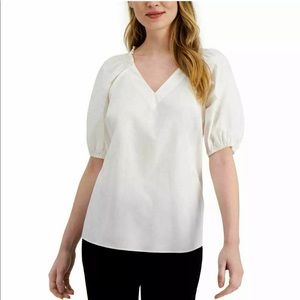 Alfani blouse soft white puffed sleeves top